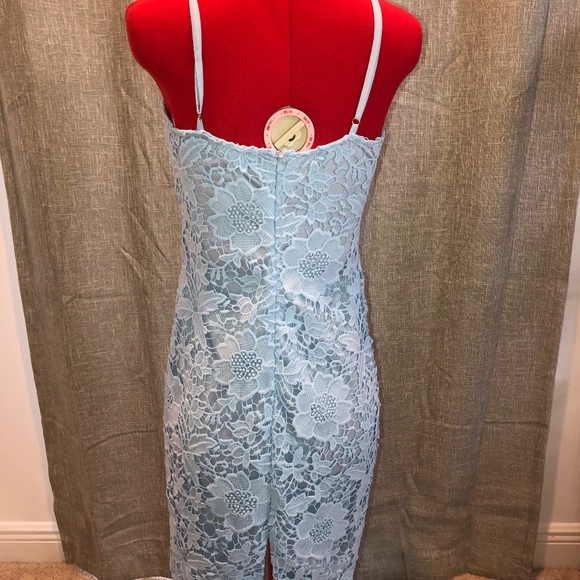 Baby Blue Lace Midi Dress - Picture 2 of 2